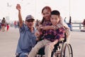 Happy family with disability person concept. Royalty Free Stock Photo